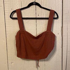 Abercrombie linen-blend cropped tank in dark terracotta